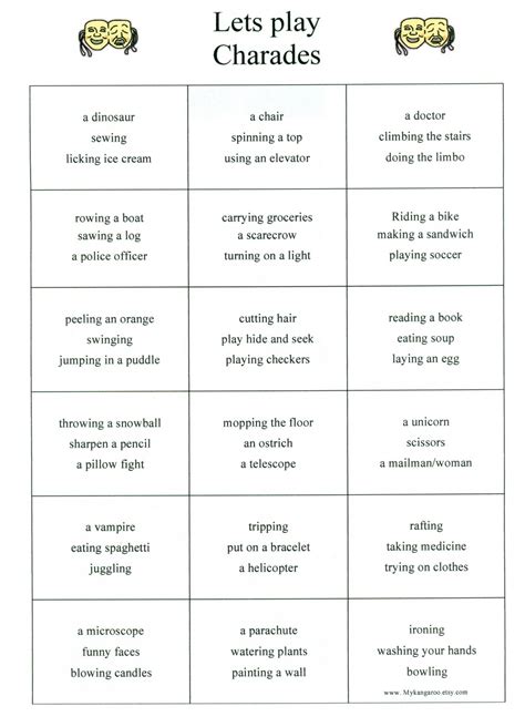 Classic & Family-Friendly Fun: Charades Cards for All Ages