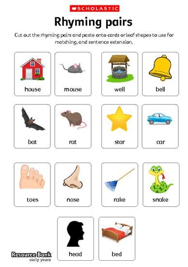 Classic Rhyme Pair Matching Printables: A Timeless Approach