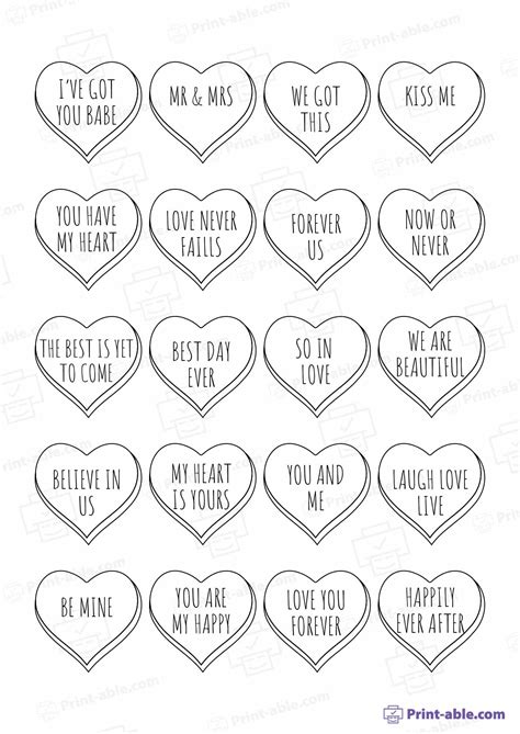 Classic & Sweet Nothings for Your Printable Conversation Hearts