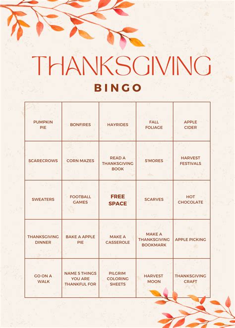 Classic Thanksgiving Bingo: The Food & Festivities Edition