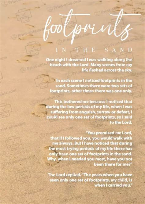 Classic & Traditional Footprints in the Sand Printables