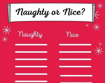 Classic & Traditional Printable Naughty or Nice Lists: Timeless Appeal
