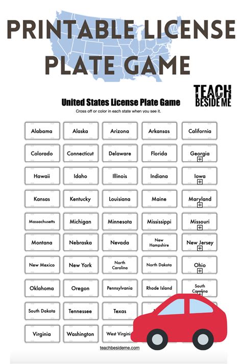 Competitive Edge: Licence Plate Game Printables for Friendly Rivalry