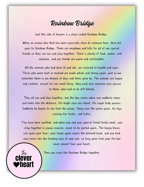 Creative Ways to Use Your Printable Rainbow Bridge Poem