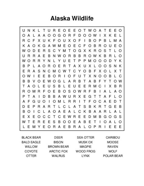 Creatures Great and Small: Alaskan Wildlife Word Searches