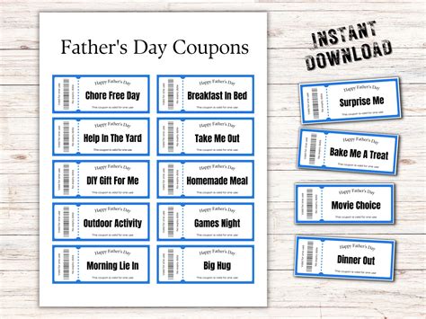 Dad-Approved Coupons & Vouchers: Gifts of Time & Service