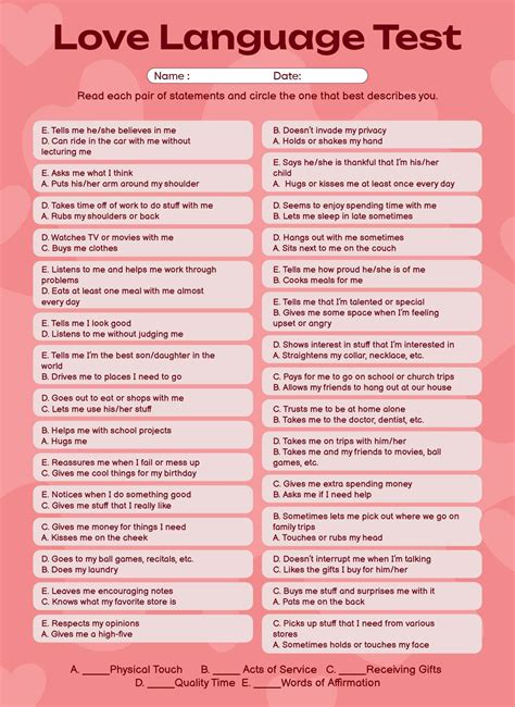 Deep Dive for Duos: Printable Love Language Tests for Couples