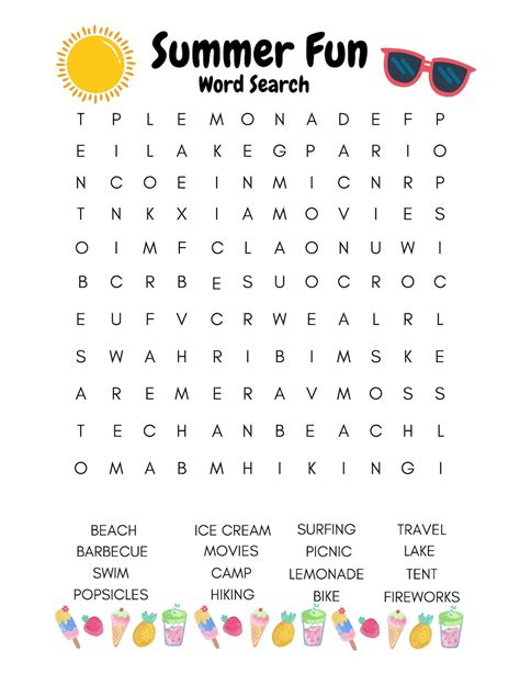 Dive In: Fantastic Categories of Word Search Summer Printables
