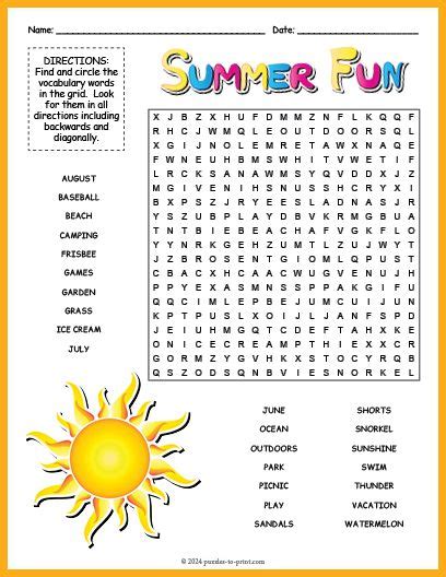 Dive In: Our Top Picks for Summer Word Search Printable PDFs by Vibe!