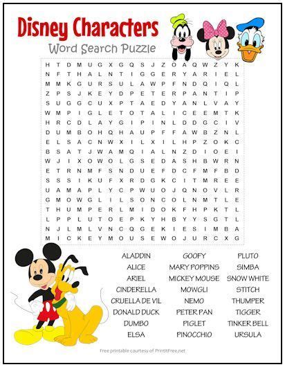 Dive into Disney: Discovering Your Perfect Word Search Printable Disney Categories