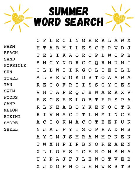 Dive Into Summer: Our Favorite Summertime Word Search Printable Categories