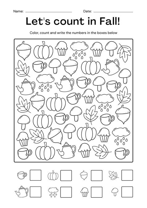 Elementary Adventures: Grades 1-3 Autumn Worksheets Printable