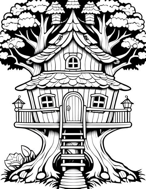 Elf Houses & Enchanted Dwellings Coloring Pages Printable: Building a Magical Home