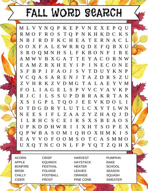 Embrace the Season: Classic Fall Word Searches