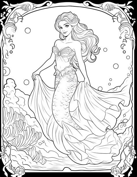 Enchanting Scenes & Undersea Worlds: Detailed Mermaid Free Printable Coloring Pages