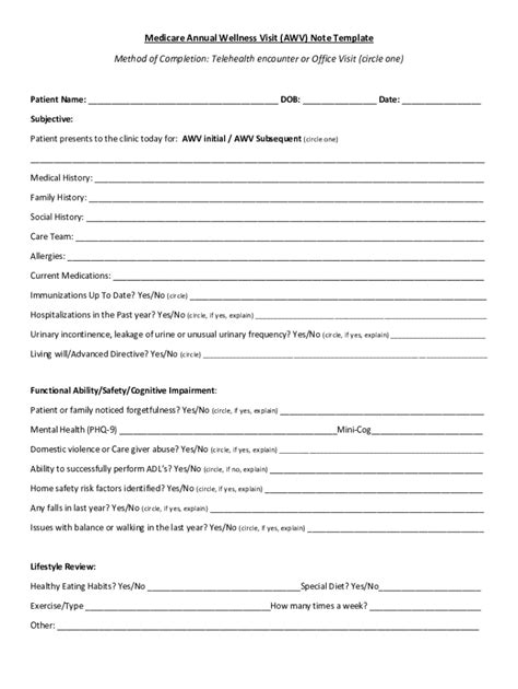 Essential Sections of a Printable AWV Form: Your Roadmap to Better Health