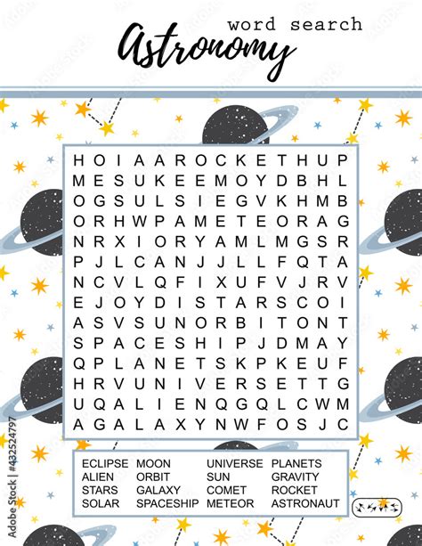 Exploring the Cosmos with Astronomy Word Searches Printable