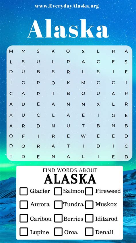 Family Fun & Travel Prep: Collaborative Alaska Word Search Adventures
