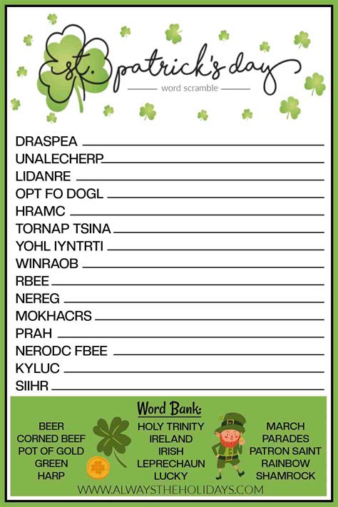 Festive Flair Awaits: Explore Our Top St. Patrick's Printable Categories