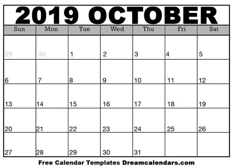 Finding Your Perfect October 2019 Calendar Template