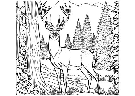 Forest Friends & Scenic Splendor: Deer in Nature Coloring Pages