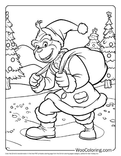 From Frowns to Festivity: The Grinch's Transformation Coloring Pages