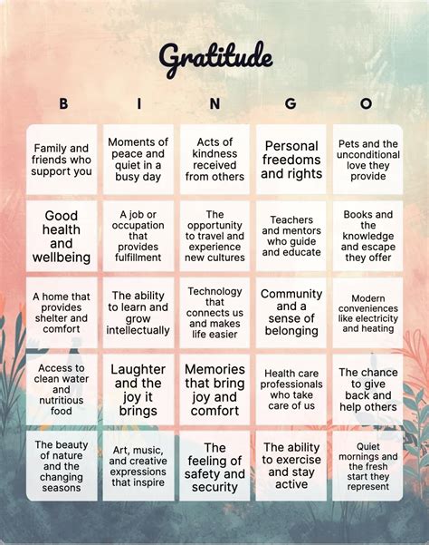 Gratitude & Reflection Bingo