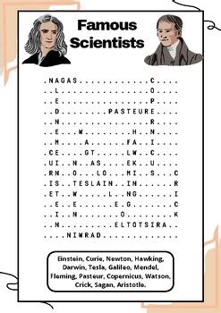 Historical Science & Famous Scientists Word Searches Printable
