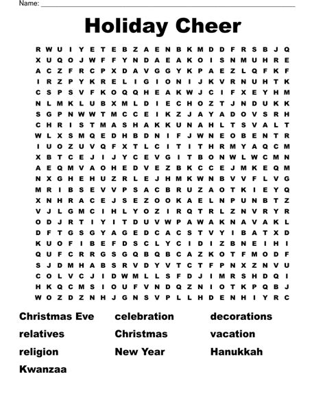 Holiday Cheer Word Search
