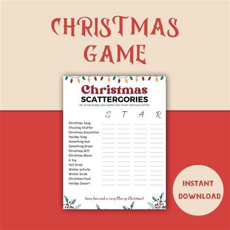 Holiday & Seasonal Sparkle: Themed Printable Scattergories Cards