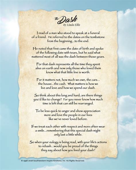 Honoring a Life: The Dash Printable for Memorials & Tributes
