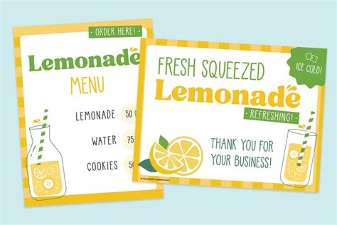 Kid-Tastic Creations: Fun & Playful Printable Lemonade Signs for Young Entrepreneurs