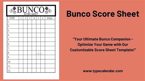 Large Group & Tournament Bunco Score Sheets