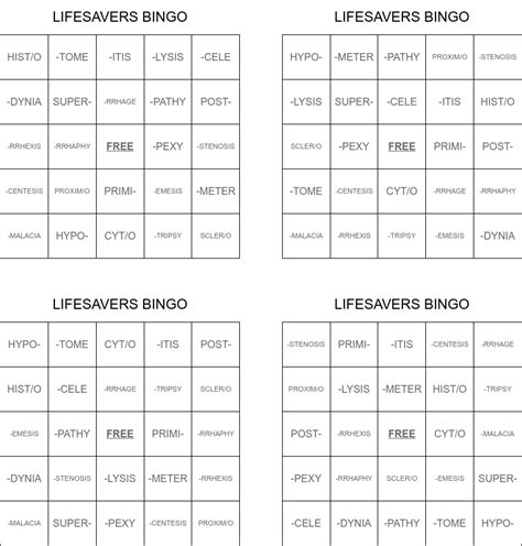 Last-Minute Lifesaver Bingo