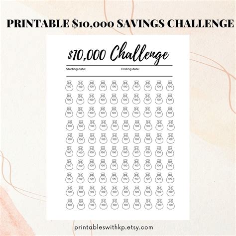 Level Up: Gamified & Visual $10,000 Savings Challenge Printable Designs