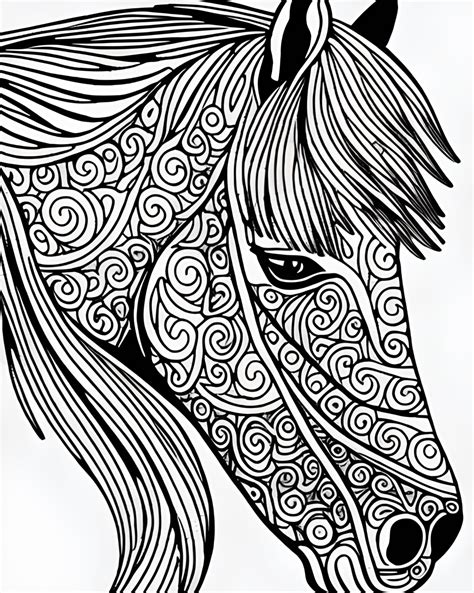 Majestic & Detailed: Intricate Horse Designs for Experienced Colorists