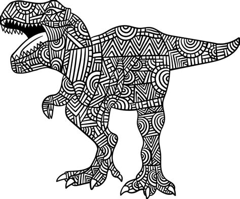 Mandala & Intricate T-Rex Patterns (For the Zen Colorist)