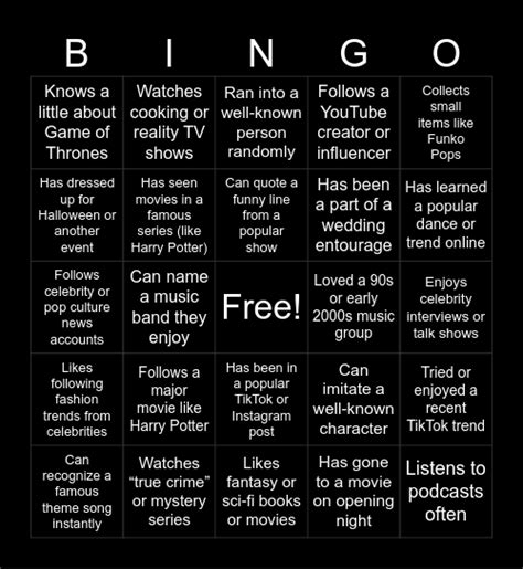 Movie & Pop Culture Halloween Bingo