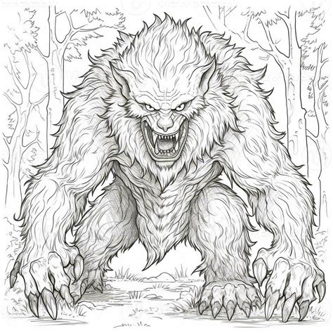 Mystical Moonlight Scenes: Atmospheric & Intricate Werewolf Coloring Pages Printable