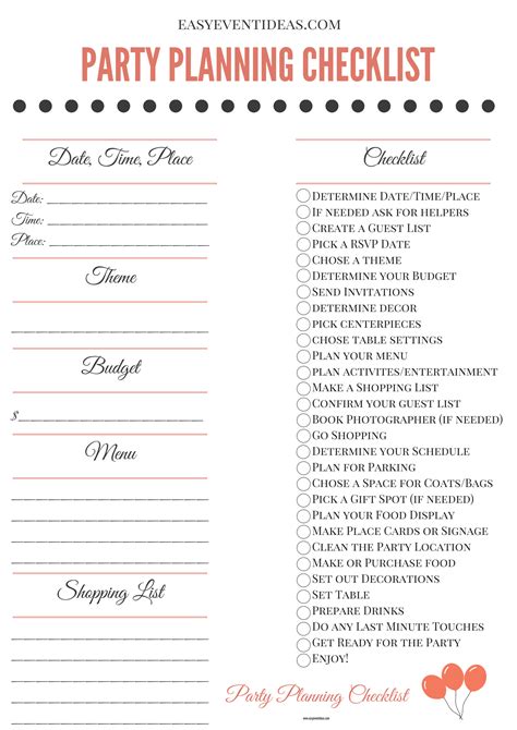 Organized Celebration Checklists & Planners