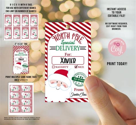 Personalized & Editable Santa Gift Tags: Your Custom Touch
