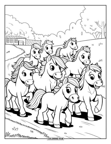 Playful Ponies & Foals: Adorable Pages for Little Hands