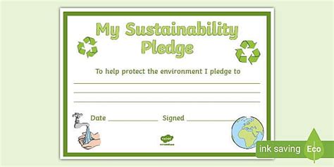 Pledge & Act: Sustainable Living Printables