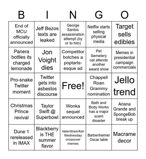 Pop Culture & Tradition Bingo: Nostalgia Meets Nods to Today