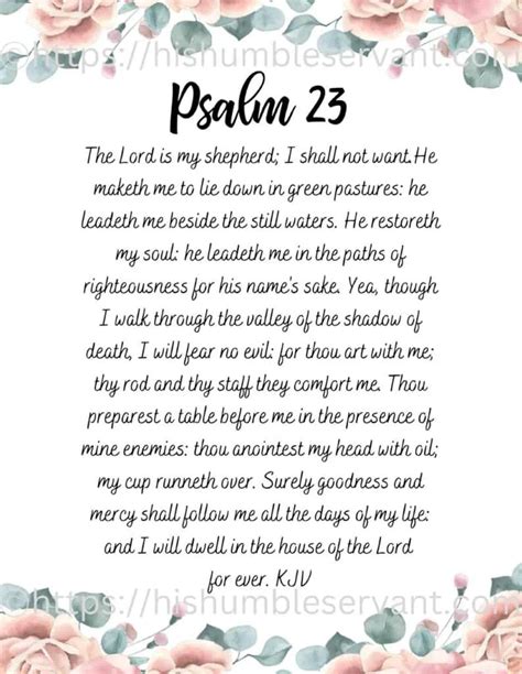 Printable Psalm 23 for Special Occasions: Comfort in Times of Need