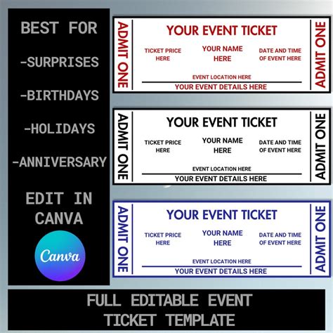 Printable Ticket Scenarios: Birthdays, Holidays & More