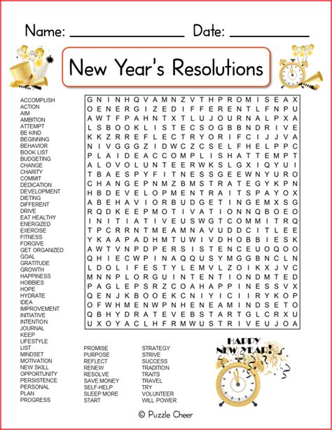 Ring in the New Year: Sparkle & Resolutions Word Finds
