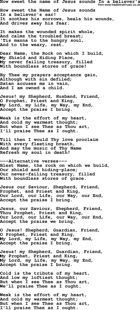 Sacred Solos & Hymns: Printable Lyrics for Reflective Moments