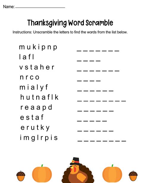 Scramble & Solve: Lively Thanksgiving Word Scrambles & Anagrams