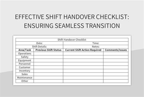 Seamless Transitions: Handoff & Shift Report Sheets